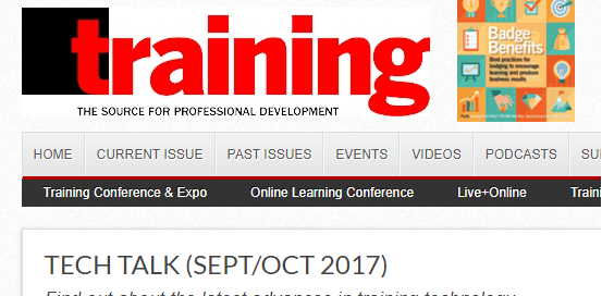 training magazine Tech Talk sept/oct 2017
